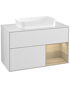 Villeroy und Boch Finion Villeroy und Boch G251PCMT 100cm, plaque de recouvrement blanc mat, Emotion, étagère à droite Oak Veneer , laqué blanc mat