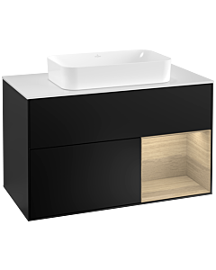 Villeroy und Boch Finion Villeroy und Boch Finion G251PCPD 100cm, cover plate white matt, Emotion, shelf right Oak Veneer , black matt lacquer