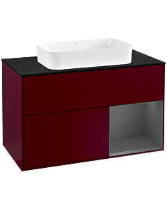 Villeroy und Boch Finion Villeroy und Boch G252GKHB 100cm, plaque de finition noir mat, Emotion, étagère à droite Anthracite mat, Peony Matt