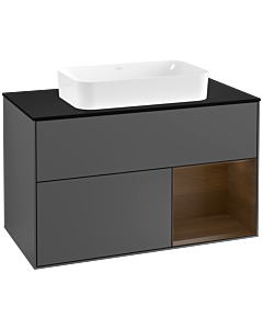 Villeroy und Boch Finion Villeroy und Boch Finion G252GNGK 100cm, cover plate black matt, Emotion, shelf on the right walnut veneer, anthracite matt