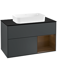 Villeroy und Boch Finion Villeroy und Boch Finion G252GNHG 100cm, cover plate black matt, Emotion, shelf on the right Blue Matt Lacquer veneer, midnight Blue Matt Lacquer