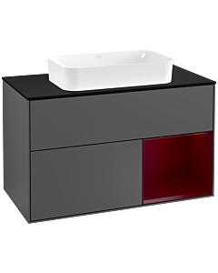 Villeroy und Boch Finion Villeroy und Boch Finion G252HBGK 100cm, cover plate black matt, Emotion, shelf on the right Peony , anthracite matt