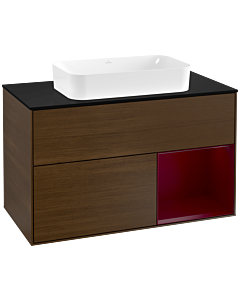 Villeroy und Boch Finion Villeroy und Boch Finion G252HBGN 100cm, cover plate black matt, Emotion, shelf on the right Peony , Peony veneer