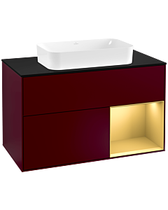 Villeroy und Boch Finion Villeroy und Boch Finion G252HFHB 100cm, cover plate matt black, Emotion, shelf on the right matt gold, Peony Matt