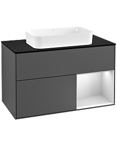 Villeroy und Boch Finion Villeroy und Boch Finion G252MTGK 100cm, cover plate black matt, Emotion, shelf on the right white matt lacquer, anthracite matt