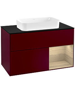 Villeroy und Boch Finion Villeroy und Boch G252PCHB 100cm, plaque de finition noir mat, Emotion, étagère à droite Oak Veneer , Peony Matt