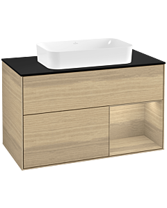 Villeroy und Boch Finion Villeroy und Boch G252PCPC 100cm, plaque de finition noir mat, Emotion, étagère à droite Oak Veneer , Oak Veneer