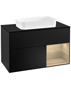 Villeroy und Boch Finion Villeroy und Boch Finion G252PCPD 100cm, cover plate black matt, Emotion, shelf right Oak Veneer , black matt lacquer