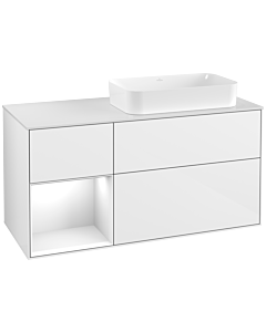 Villeroy und Boch Finion Villeroy und Boch Finion G271GFGF 120cm, cover plate white matt, Emotion, shelf left Glossy white lacquer, Glossy white lacquer