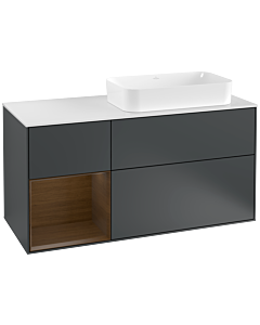 Villeroy und Boch Finion Villeroy und Boch Finion G271GNHG 120cm, cover plate white matt, Emotion, shelf left Walnut veneer, Midnight Blue Matt Lacquer