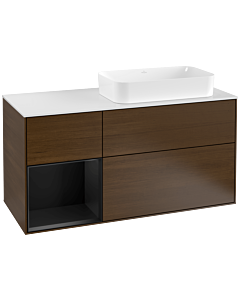 Villeroy und Boch Finion Villeroy und Boch Finion G271PDGN 120cm, cover plate white matt, Emotion, shelf left black matt lacquer, walnut veneer