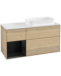 Villeroy und Boch Finion Villeroy und Boch Finion G271PDPC 120cm, cover plate white matt, Emotion, shelf left black matt lacquer, Oak Veneer