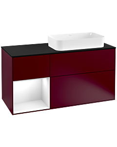 Villeroy und Boch Finion Villeroy und Boch Finion G272GFHB 120cm, cover plate black matt, Emotion, shelf left Glossy white lacquer, Peony Matt