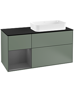 Villeroy und Boch Finion Villeroy und Boch G272GKGM 120cm, plaque de finition noir mat, Emotion, étagère gauche Anthracite mat, Olive Matt Lacquer