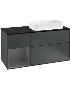 Villeroy und Boch Finion Villeroy und Boch G272GKHG 120cm, plaque de finition noir mat, Emotion, étagère gauche Anthracite mat, Midnight Blue Matt Lacquer