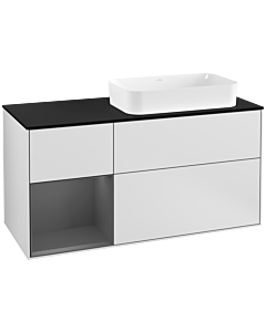 Villeroy und Boch Finion Villeroy und Boch Finion G272GKMT 120cm, cover plate black matt, Emotion, shelf left anthracite matt, white matt lacquer