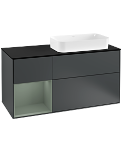 Villeroy und Boch Finion Villeroy und Boch Finion G272GMHG 120cm, cover plate black matt, Emotion, shelf left Olive Matt Lacquer , Midnight Blue Matt Lacquer