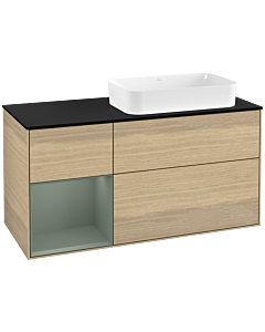 Villeroy und Boch Finion Villeroy und Boch Finion G272GMPC 120cm, cover plate black matt, Emotion, shelf left Olive Matt Lacquer , Oak Veneer