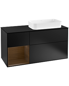 Villeroy und Boch Finion Villeroy und Boch G272GNPD 120cm, couvercle noir mat, Emotion, étagère gauche placage noyer, laqué noir mat