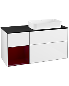 Villeroy und Boch Finion Villeroy und Boch Finion G272HBGF 120cm, cover plate black matt, Emotion, shelf left Peony , glossy white lacquer