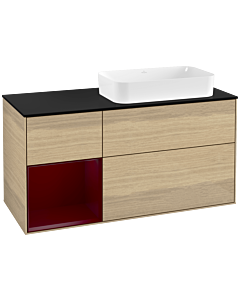 Villeroy und Boch Finion Villeroy und Boch Finion G272HBPC 120cm, cover plate black matt, Emotion, shelf left Peony , Oak Veneer