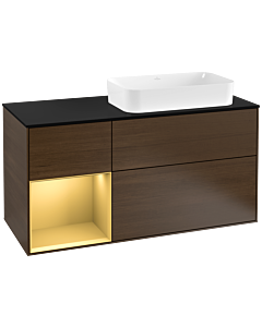Villeroy und Boch Finion Villeroy und Boch Finion G272HFGN 120cm, cover plate black matt, Emotion, shelf left gold matt, walnut veneer