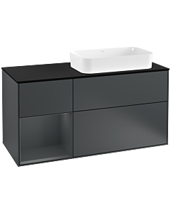 Villeroy und Boch Finion Waschtischunterschrank G272HGHG 120cm, Abdeckplatte black matt, Emotion, Regal links Midnight Blue Matt Lacquer, Midnight Blue Matt Lacquer