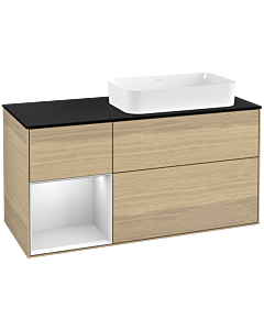 Villeroy und Boch Finion Villeroy und Boch Finion G272MTPC 120cm, cover plate black matt, Emotion, shelf left white matt lacquer, Oak Veneer