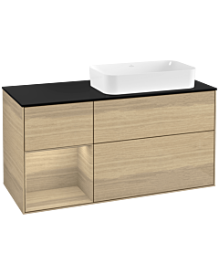 Villeroy und Boch Finion Villeroy und Boch Finion G272PCPC 120cm, cover plate black matt, Emotion, shelf left Oak Veneer , Oak Veneer