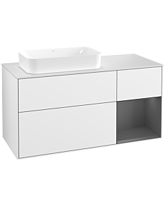 Villeroy und Boch Finion Villeroy und Boch Finion G281GKGF 120cm, cover plate white matt, Emotion, shelf on the right anthracite matt, glossy white lacquer