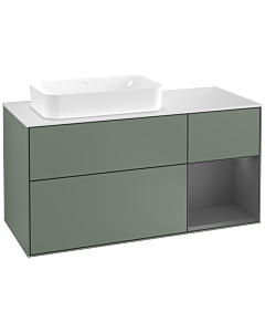 Villeroy und Boch Finion Villeroy und Boch Finion G281GKGM 120cm, cover plate white matt, Emotion, shelf on the right anthracite matt, Olive Matt Lacquer