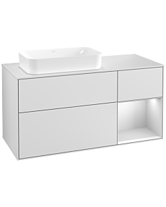 Villeroy und Boch Finion Waschtischunterschrank G281MTMT 120cm, Abdeckplatte white matt, Emotion, Regal rechts White matt lacquer, White matt lacquer
