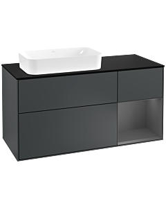 Villeroy und Boch Finion Villeroy und Boch G282GKHG 120cm, plaque de finition noir mat, Emotion, étagère droite Anthracite mat, Midnight Blue Matt Lacquer