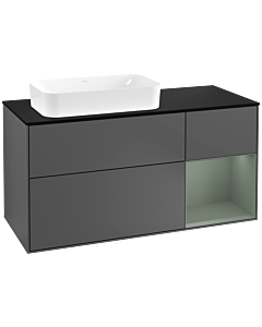 Villeroy und Boch Finion Villeroy und Boch Finion G282GMGK 120cm, cover plate black matt, Emotion, shelf on the right Olive Matt Lacquer , anthracite matt