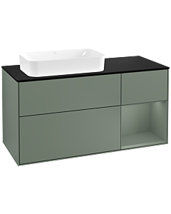 Villeroy und Boch Finion Villeroy und Boch Finion G282GMGM 120cm, cover plate black matt, Emotion, shelf on the right Olive Matt Lacquer , Olive Matt Lacquer