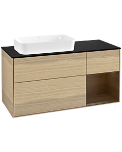 Villeroy und Boch Finion Villeroy und Boch G282GNPC 120cm, plaque de finition noir mat, Emotion, étagère à droite placage noyer, Oak Veneer