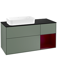 Villeroy und Boch Finion Villeroy und Boch G282HBGM 120cm, plaque de finition noir mat, émotion, étagère à droite Peony , Olive Matt Lacquer