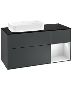 Villeroy und Boch Finion Villeroy und Boch Finion G282MTHG 120cm, cover plate black matt, Emotion, shelf on the right white matt lacquer, midnight Blue Matt Lacquer