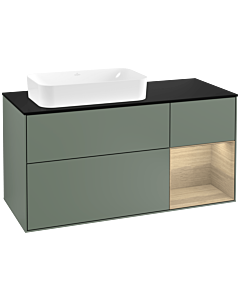 Villeroy und Boch Finion Villeroy und Boch Finion G282PCGM 120cm, cover plate black matt, Emotion, shelf on the right Oak Veneer , Olive Matt Lacquer