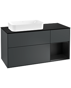 Villeroy und Boch Finion Villeroy und Boch Finion G282PDHG 120cm, cover plate black matt, Emotion, shelf on the right black matt lacquer, midnight Blue Matt Lacquer