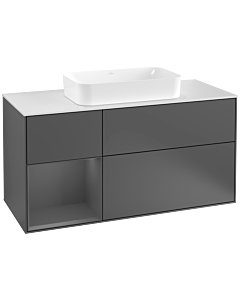 Villeroy und Boch Finion Villeroy und Boch G291GKGK 120cm, plaque de recouvrement blanc mat, Emotion, étagère gauche Anthracite mat, Anthracite mat