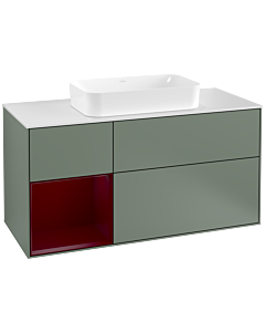 Villeroy und Boch Finion Villeroy und Boch Finion G291HBGM 120cm, cover plate white matt, Emotion, shelf left Peony , Olive Matt Lacquer