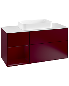 Villeroy und Boch Finion Waschtischunterschrank G291HBHB 120cm, Abdeckplatte white matt, Emotion, Regal links Peony, Peony Matt