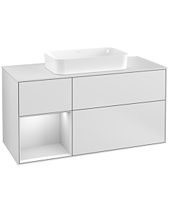Villeroy und Boch Finion Waschtischunterschrank G291MTMT 120cm, Abdeckplatte white matt, Emotion, Regal links White matt lacquer, White matt lacquer