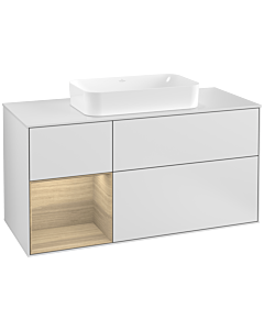 Villeroy und Boch Finion Villeroy und Boch G291PCMT 120cm, plaque de finition blanc mat, Emotion, étagère à gauche Oak Veneer , laqué blanc mat
