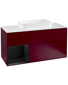Villeroy und Boch Finion Villeroy und Boch Finion G291PDHB 120cm, cover plate white matt, Emotion, shelf left black matt lacquer, Peony Matt