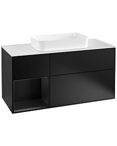 Villeroy und Boch Finion Waschtischunterschrank G291PDPD 120cm, Abdeckplatte white matt, Emotion, Regal links Black matt lacquer, Black matt lacquer