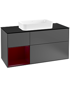 Villeroy und Boch Finion Villeroy und Boch Finion G292HBGK 120cm, cover plate black matt, Emotion, shelf left Peony , anthracite matt
