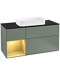 Villeroy und Boch Finion Villeroy und Boch Finion G292HFGM 120cm, cover plate black matt, Emotion, shelf left gold matt, Olive Matt Lacquer