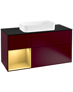 Villeroy und Boch Finion Villeroy und Boch Finion G292HFHB 120cm, cover plate black matt, Emotion, shelf left gold matt, Peony Matt